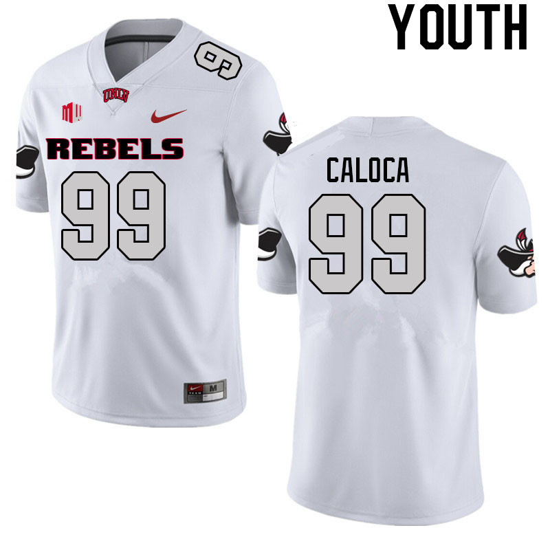 Youth #99 Daniel Caloca UNLV Rebels College Football Jerseys Sale-White - Click Image to Close